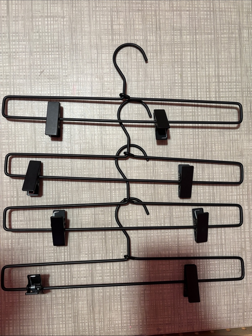 Black Metal Clip Trouser Hangers - Set of 4